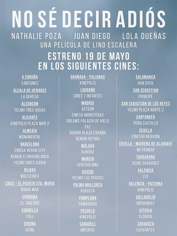 No sé decir adiós Cines