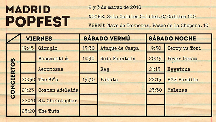 Madrid Popfest Horarios